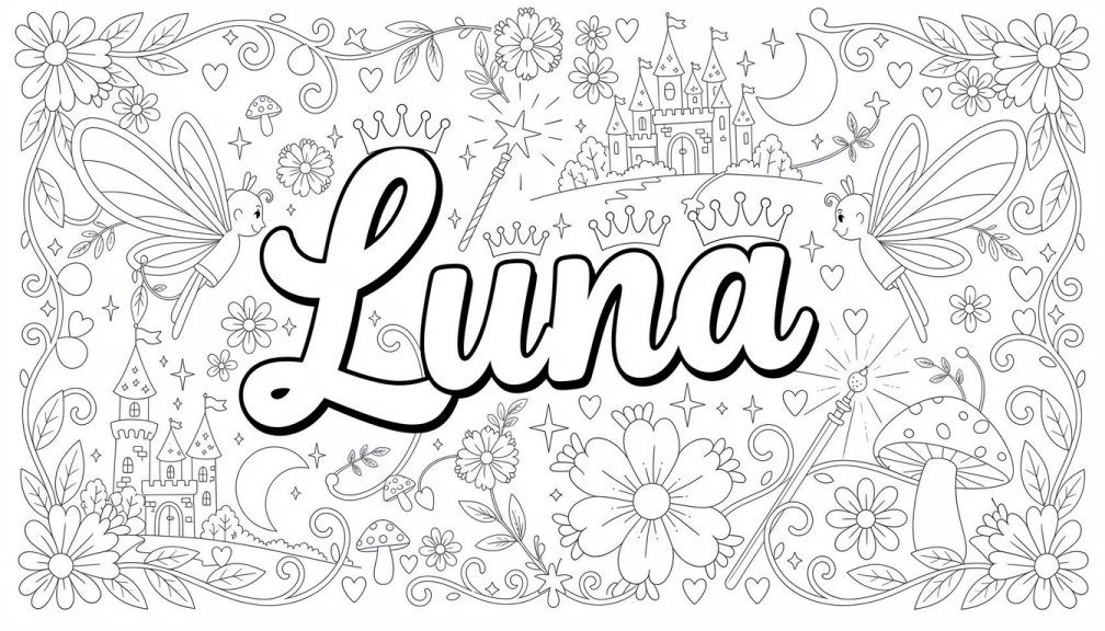 Luna Coloring Page - Free Printable Name Template