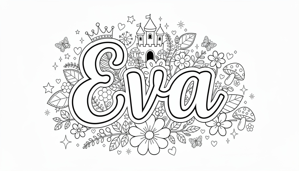 Eva Coloring Page - Free Printable Name Template