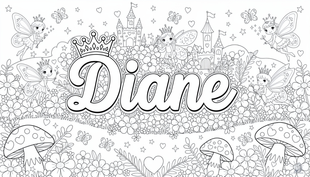 Diane Coloring Page - Free Printable Name Template