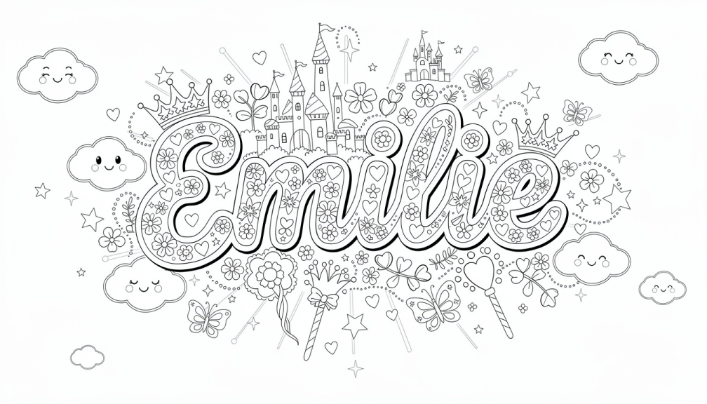 Emilie Coloring Page - Free Printable Name Template