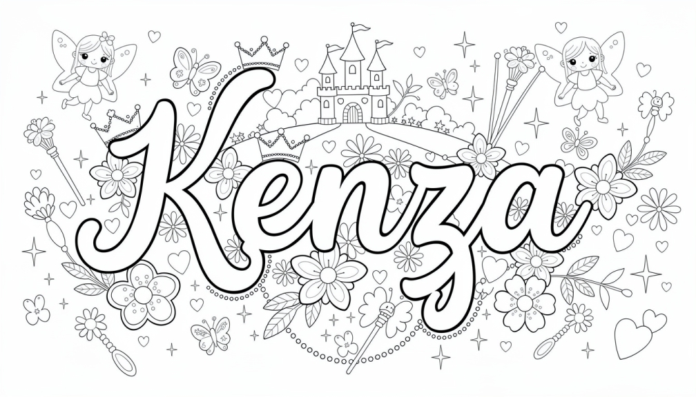 Kenza Coloring Page - Free Printable Name Template