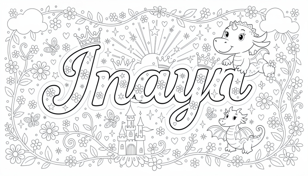 Inaya Boyama Sayfası - Ücretsiz İsim Şablonu