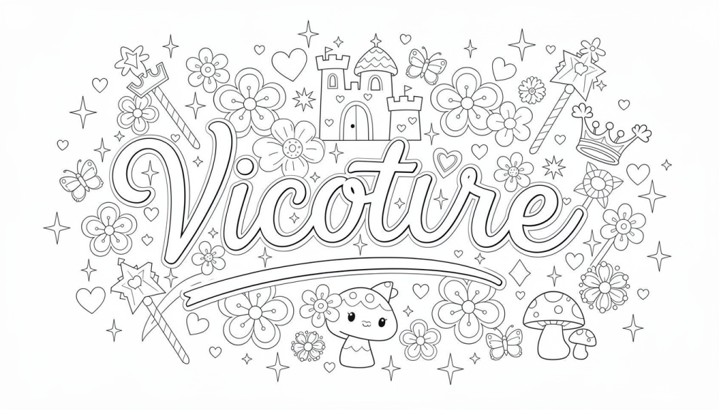Victoire Coloring Page - Free Printable Name Template