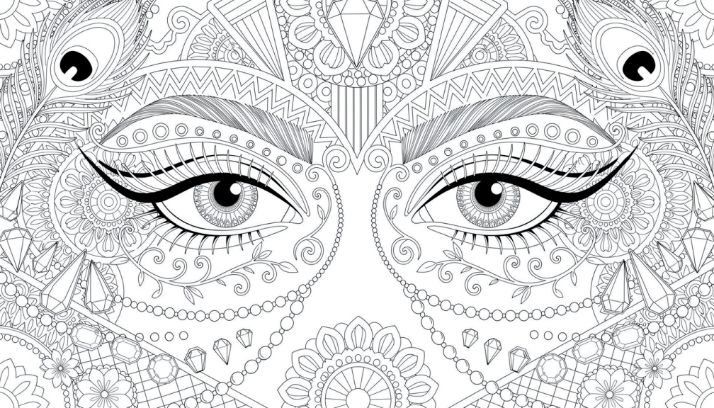 Glamorous eyes surrounded by Art Deco patterns, mandalas, and flowing decorative elements.