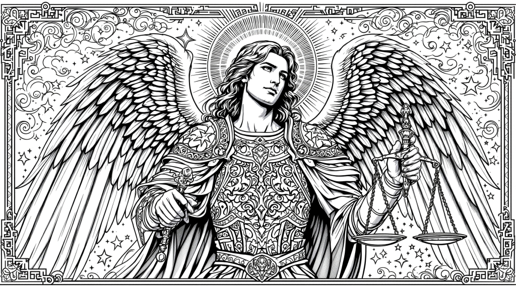 繊細で芸術的な天使の塗り絵 - 精巧な羽根と華麗な装飾デザイン
