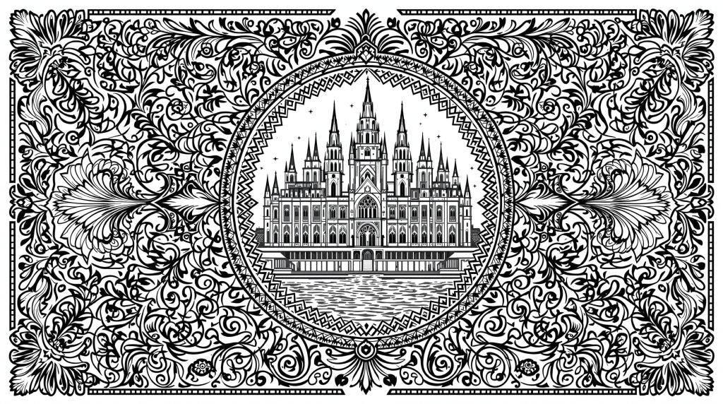 ポーランド建築の傑作 ゴシック様式大聖堂とバロック装飾の大人の塗り絵