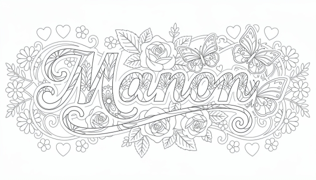 Manon Coloring Page - Free Printable Name Template