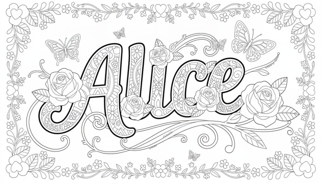 Alice Coloring Page - Free Printable Name Template