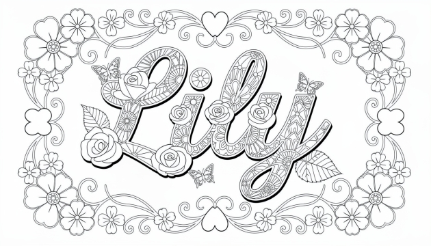 Lily Coloring Page - Free Printable Name Template