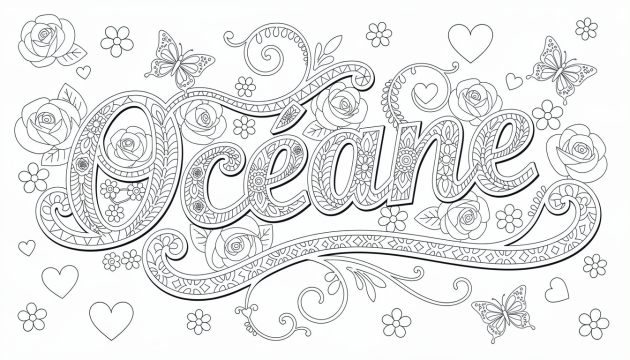 Océane Coloring Page - Free Printable Name Template