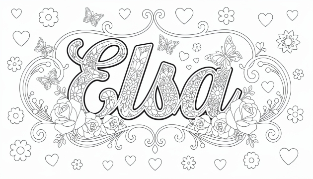Elsa Coloring Page - Free Printable Name Template