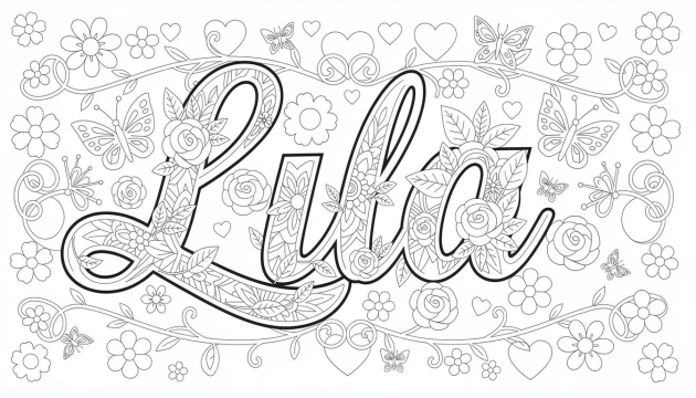Lila Coloring Page - Free Printable Name Template