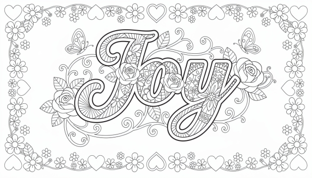 Joy Coloring Page - Free Printable Name Template