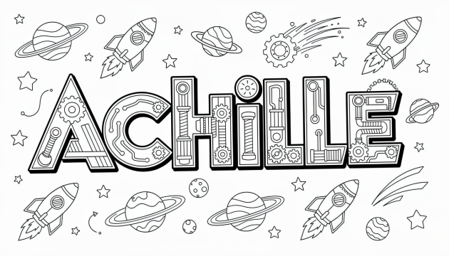 Achille Coloring Page - Free Printable Name Template