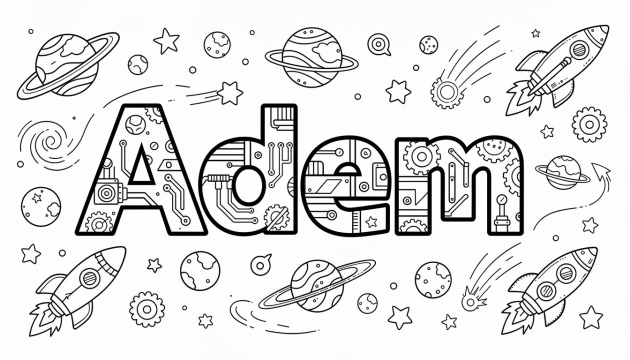 Adem Coloring Page - Free Printable Name Template