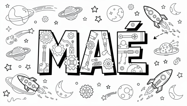 Maé Coloring Page - Free Printable Name Template