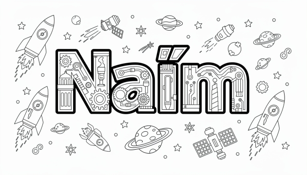 Naïm Boyama Sayfası - Ücretsiz İsim Şablonu