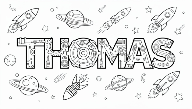 Thomas Coloring Page - Free Printable Name Template