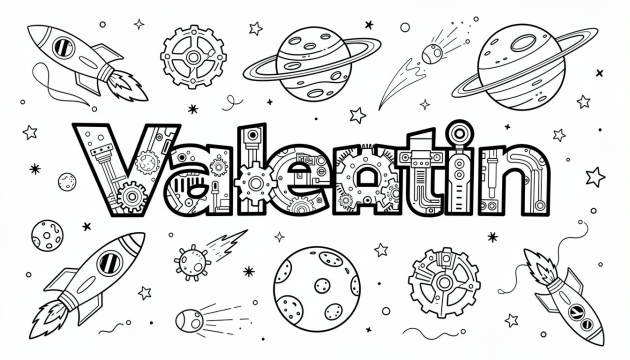 Valentin Coloring Page - Free Printable Name Template