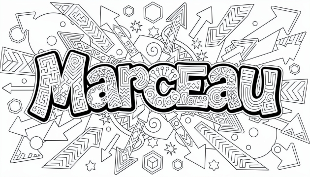Marceau Coloring Page - Free Printable Name Template