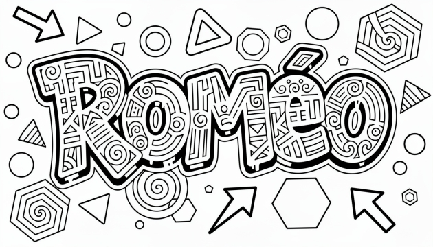 Roméo Coloring Page - Free Printable Name Template