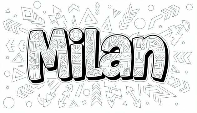 Milan Coloring Page - Free Printable Name Template