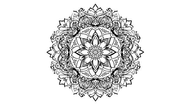 En elegant fransk-inspirerad mandala målarbok med fleur-de-lis och trikolorflagga i en symmetrisk cirkeldesign