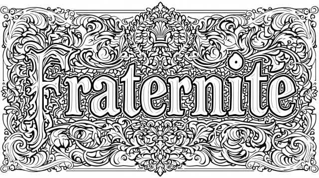 エレガントな「友愛」タイポグラフィ塗り絵 - フランス革命時代の装飾デザインとバロック様式の繊細な装飾