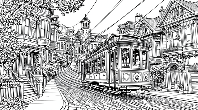 サンフランシスコの風景のぬりえ