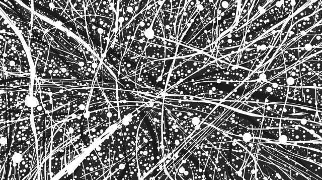 En abstrakt målarbok i Pollocks stil med dynamiska stänkmönster och flytande linjer för kreativt uttryck