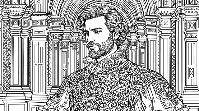 ルネサンス肖像画のぬりえ