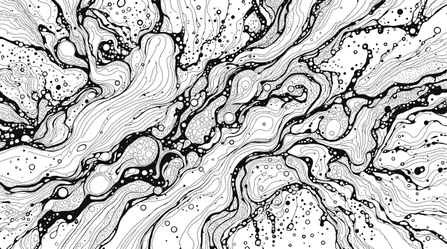 Uma página para colorir abstrata com salpicos de tinta dinâmicos e padrões fluidos para expressão artística