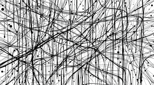 ジャクソン・ポロック風の複雑な抽象画塗り絵 - ペイントの飛沫と流れが織りなすアート