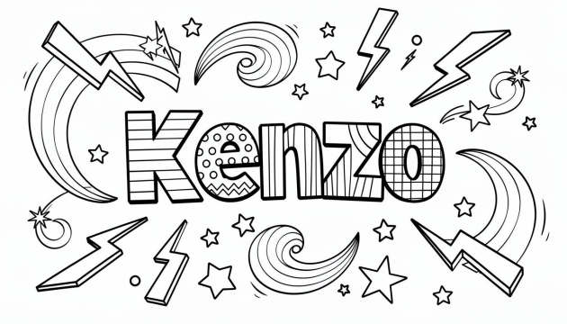 Kenzo Coloring Page - Free Printable Name Template