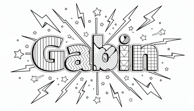 Gabin Coloring Page - Free Printable Name Template