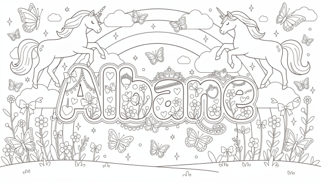 Albane Farveside - Gratis Navneskabelon til Udskrivning