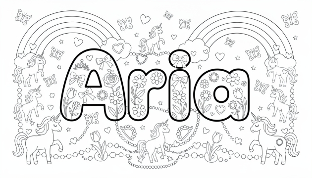 Aria Coloring Page - Free Printable Name Template