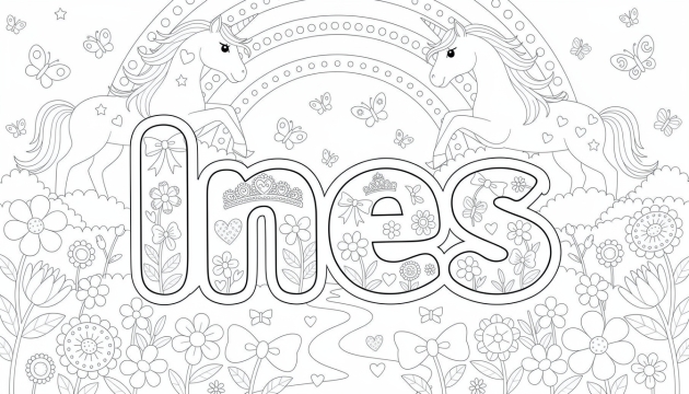 Ines Boyama Sayfası - Ücretsiz İsim Şablonu