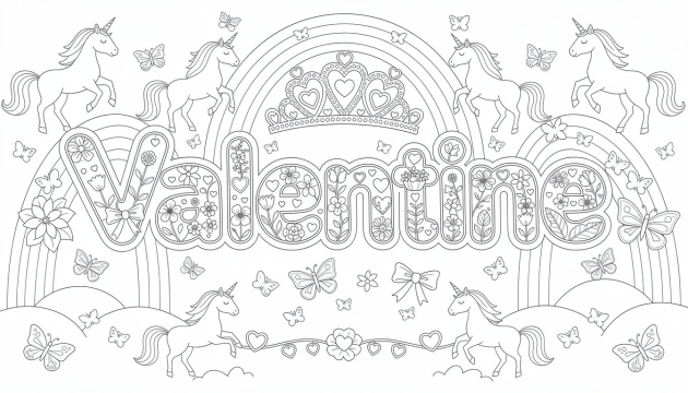 Valentine Coloring Page - Free Printable Name Template