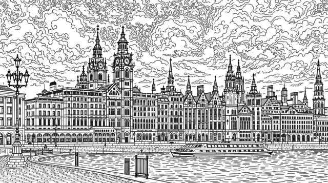 Desenhos para colorir Paisagens urbanas