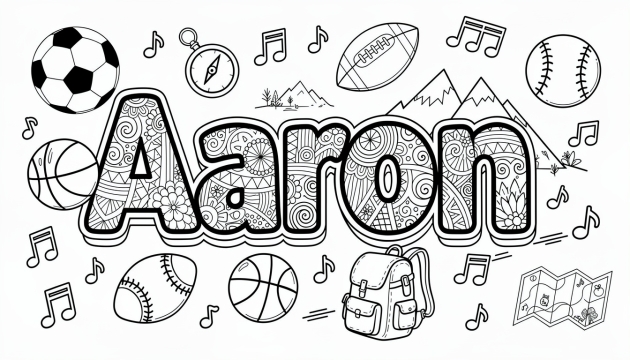 Aaron Coloring Page - Free Printable Name Template