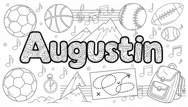 Augustin Coloring Page - Free Printable Name Template