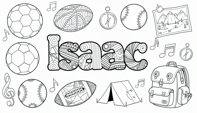 Isaac Coloring Page - Free Printable Name Template