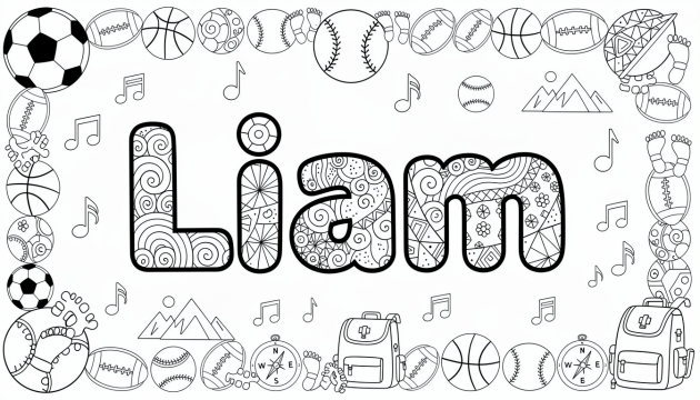 Liam Coloring Page - Free Printable Name Template