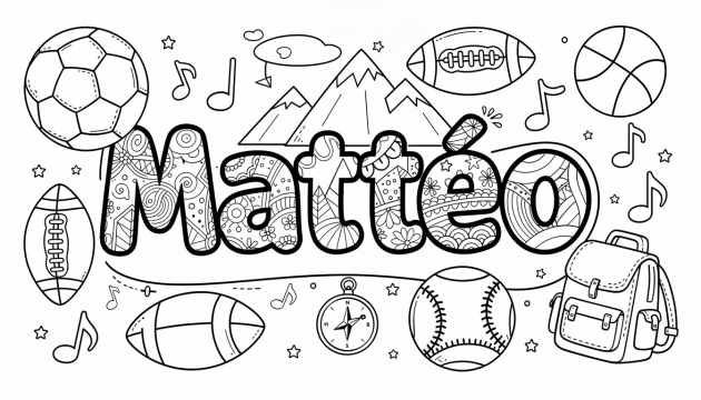 Mattéo Coloring Page - Free Printable Name Template