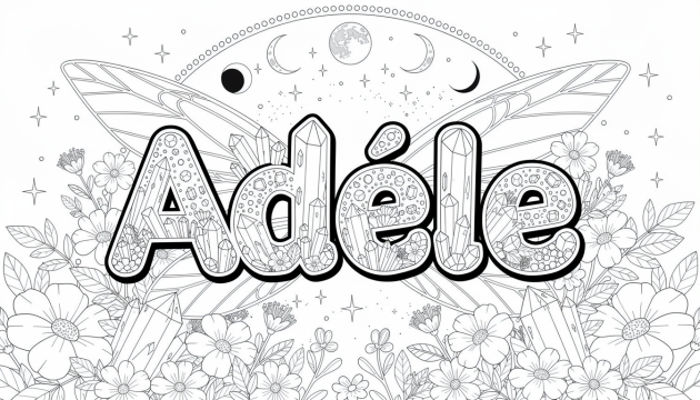 Adèle Coloring Page - Free Printable Name Template