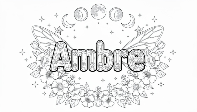 Ambre Coloring Page - Free Printable Name Template