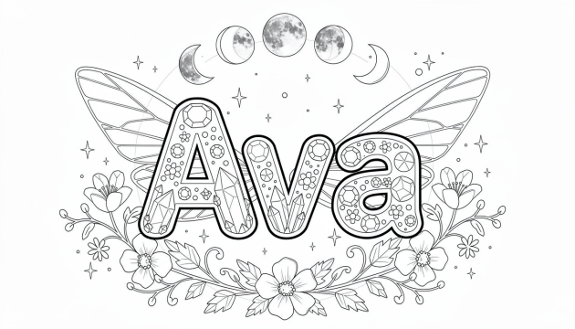 Ava Coloring Page - Free Printable Name Template