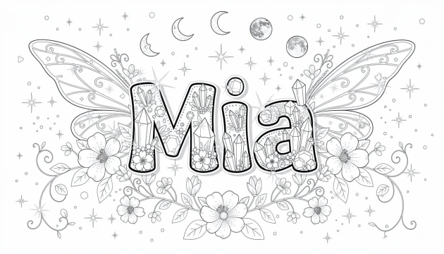 Mia Coloring Page - Free Printable Name Template