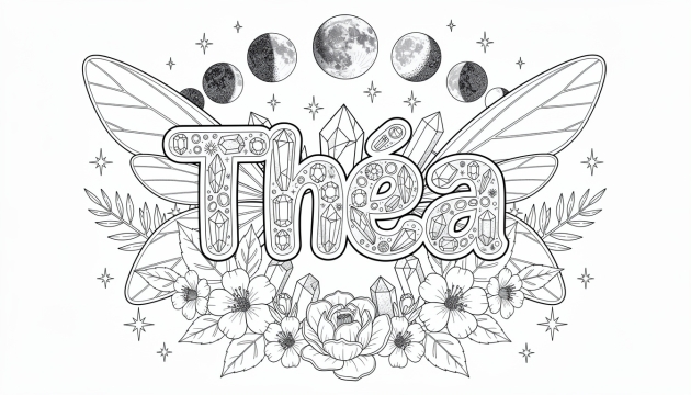 Théa Coloring Page - Free Printable Name Template